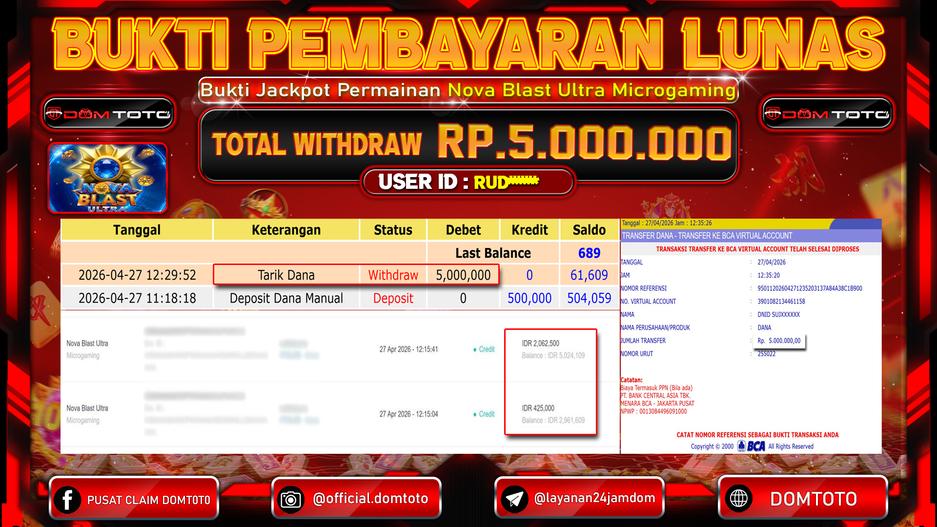 JACKPOT SLOT Nova Blast Ultra Microgaming 27 APRIL 2026